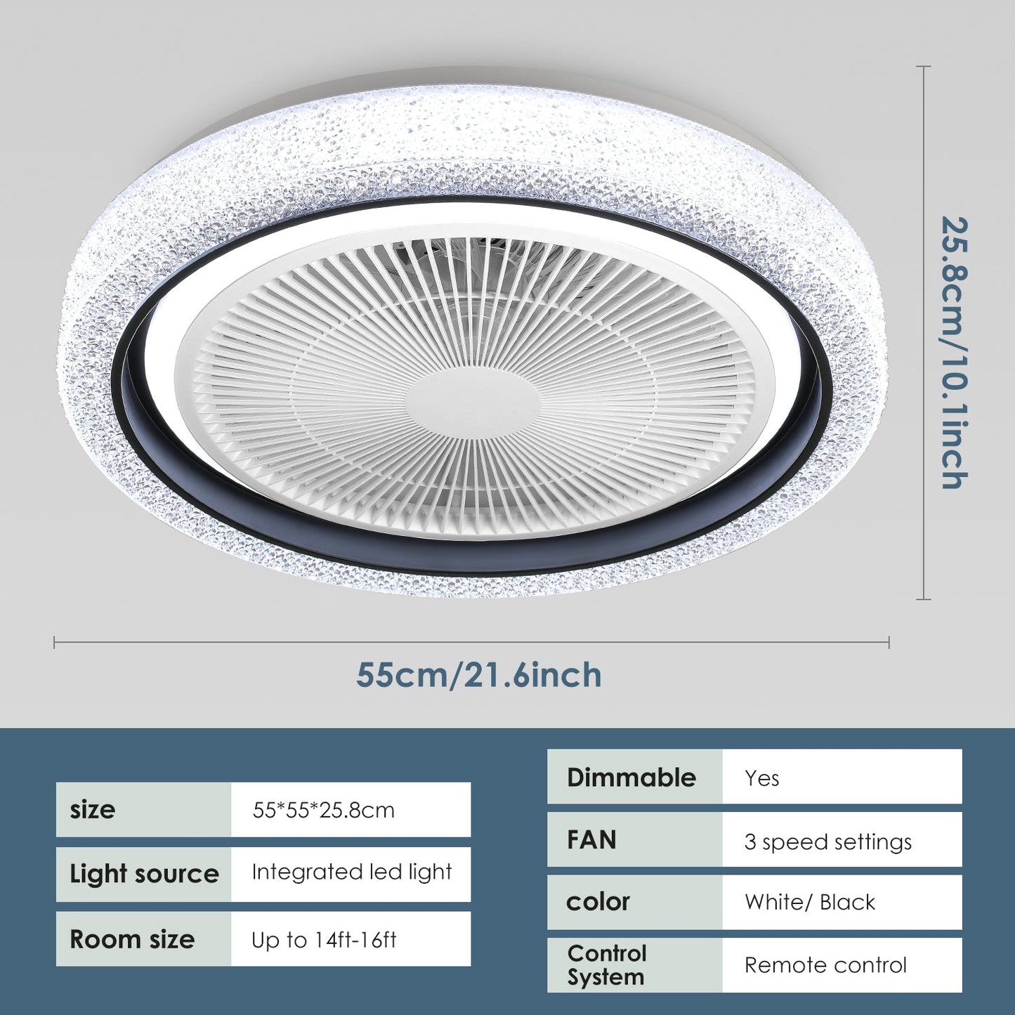 Smart RGB LED Ceiling Fan with Bluetooth Speaker & Remote Control – Modern Starry Sky Design