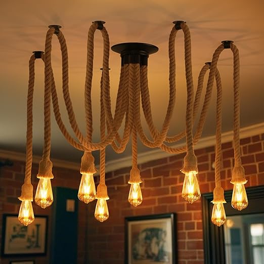 6-Head Spider Chandelier Pendant Light. Adjustable Industrial Ceiling Lamp