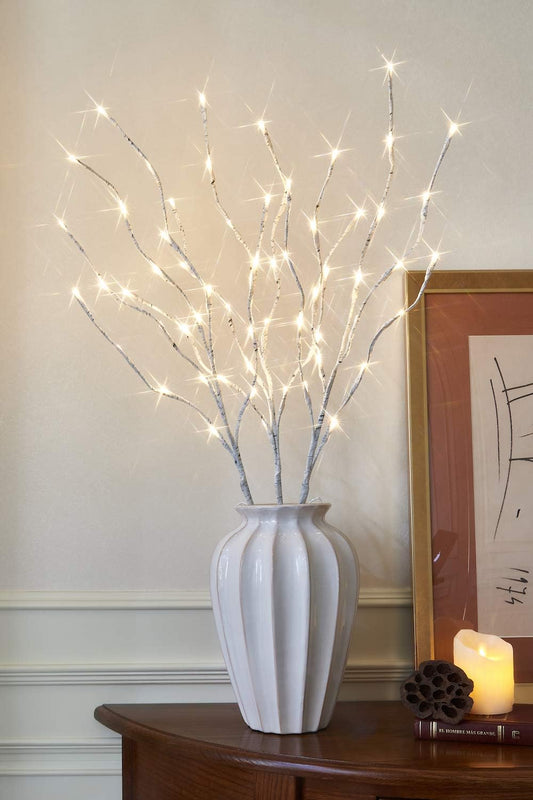 3PK White Birch Twig Lights with 60 LEDs β 76cm
