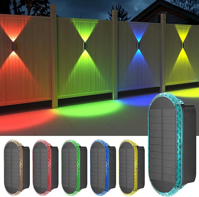 Solar Fence Lights – 4 Pack. 3 Color Options