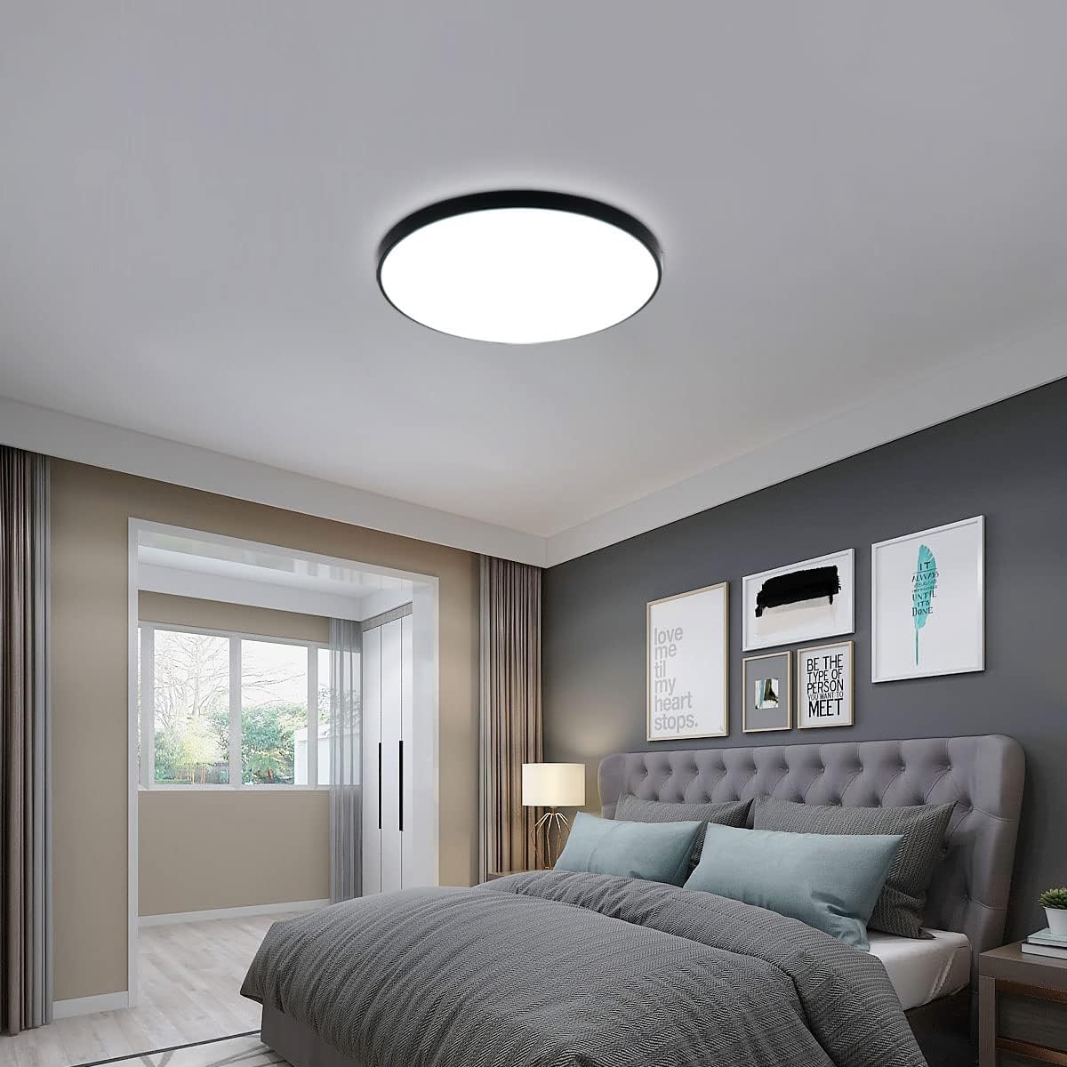 24W Round LED Flush Mount Ceiling Light. Acrylic Lamp Shade. Lighting Fixture for Bedroom Corridor Decoration
