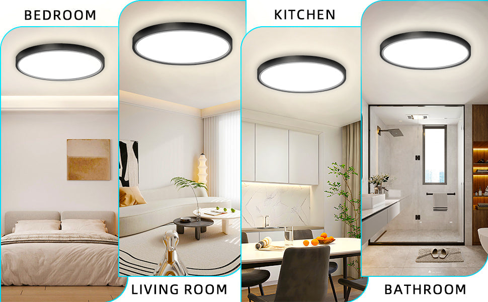 24W Round LED Ceiling Light – Multi-Color Adjustable Bathroom Ceiling Lights for Bathroom. Kitchen. Lounge and Hallway