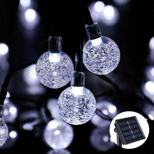 60 LED Solar Crystal Ball String Lights. 36ft White