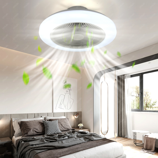 Smart RGB LED Ceiling Fan with Bluetooth Speaker & Remote Control – Modern Starry Sky Design