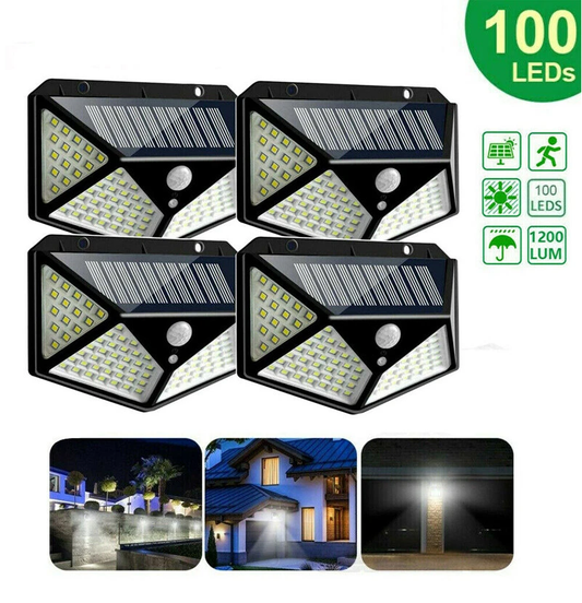 100 LED Solar Security Light. PIR Motion Sensor Wall Light. 3 Modes. 270° Wide Angle. IP65 Waterproof for Outdoor Garden