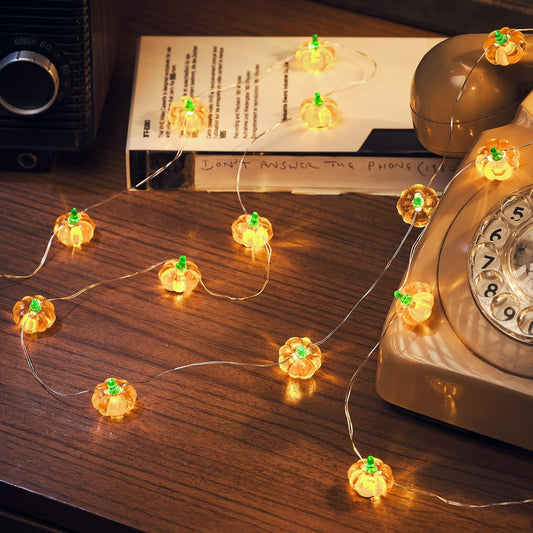 20 LED Pumpkin String Lights with Timer β 2m