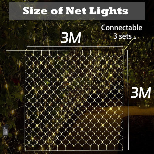 LED Net Fairy Lights β 270 Warm White. 8 Modes