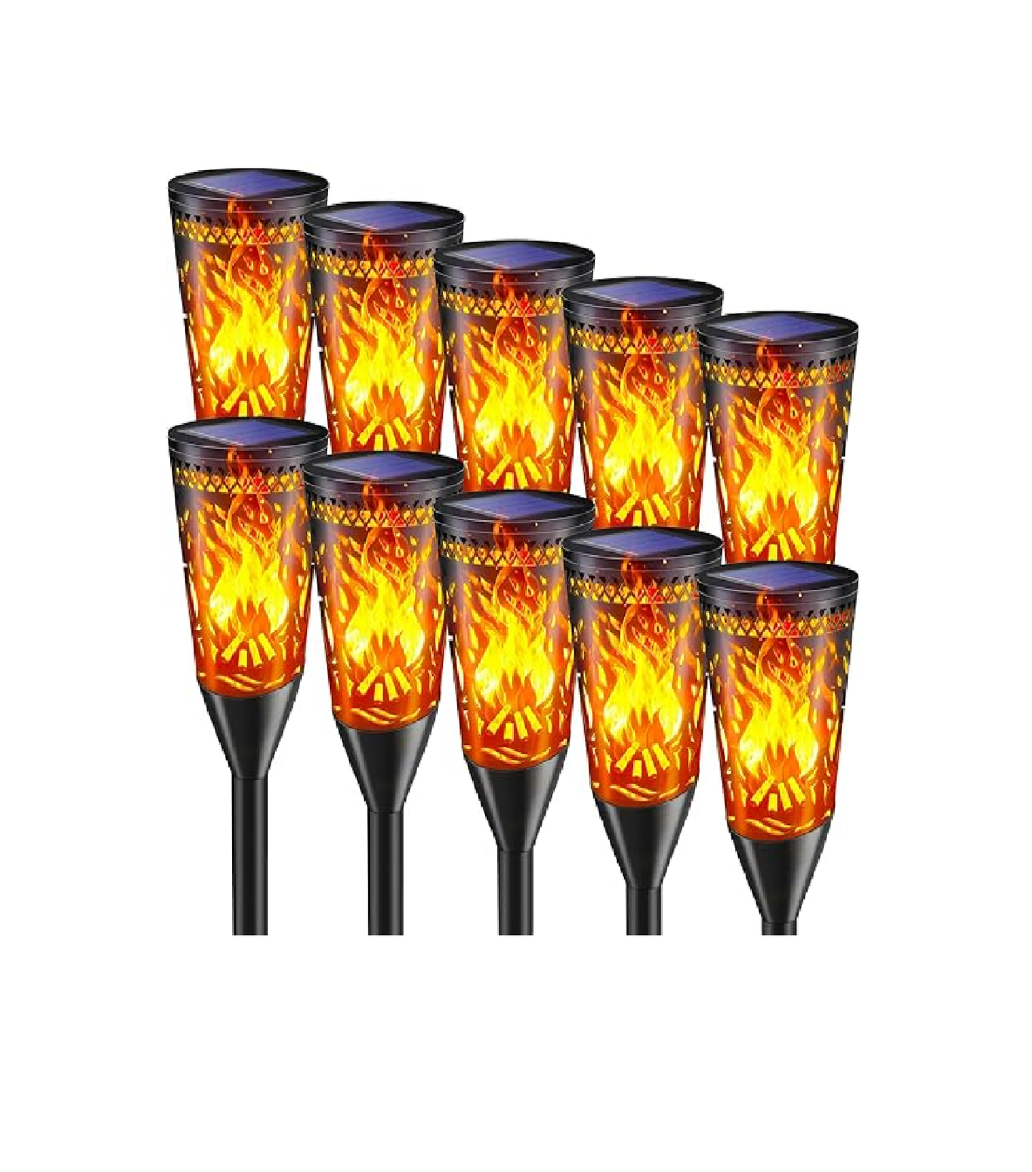 Solar Torch Lights – 6 Pack. Flickering Flame & Steady Modes. Waterproof Outdoor Garden Lights