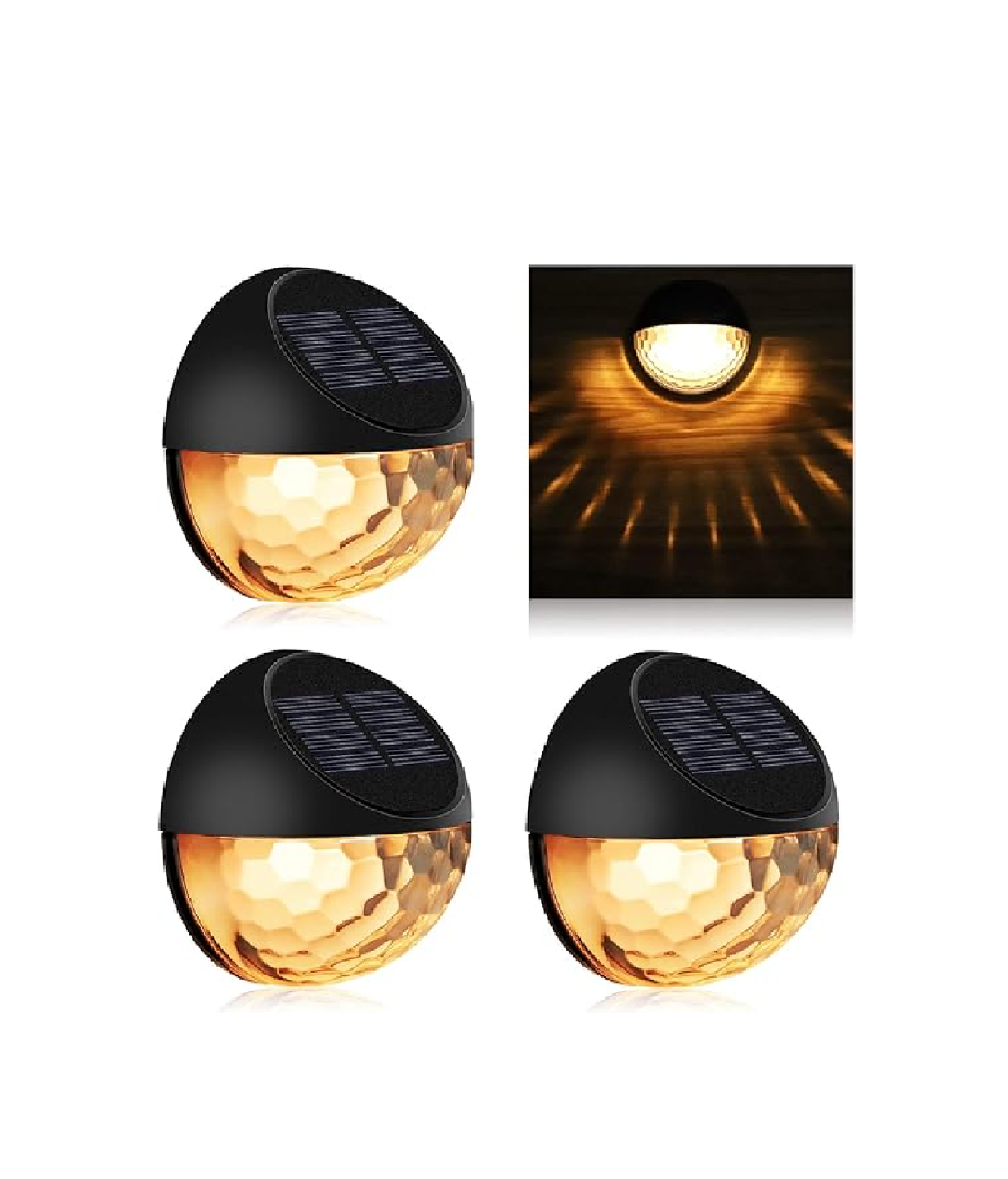Solar Fence Lights - Warm White (8 Pack) for Garden. Fence. Patio Use