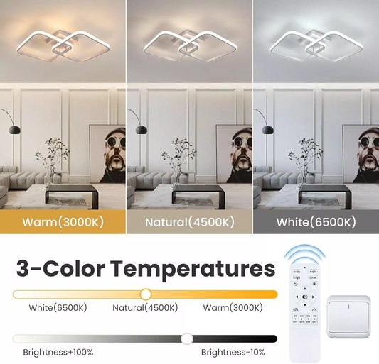 50W Dimmable LED Ceiling Light with Remote Control – Modern Pendant Lamp for Living Room – 60cm. Adjustable Brightness & Color Temperature