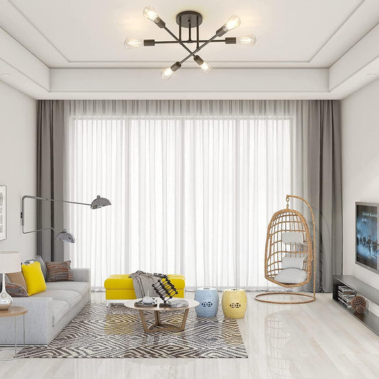 Modern 6/8-Light Black Sputnik Chandelier – Adjustable E27 Ceiling Fixture