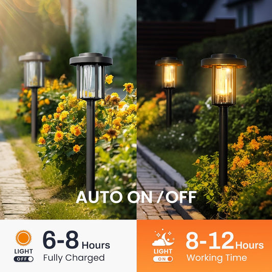 Warm White Solar Pathway Lights β 4 Pack Outdoor