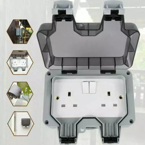Waterproof Outdoor Double Pole Switched Socket Box β Safe External Electrical Plug