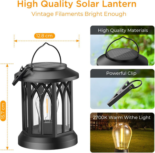 2 Pack Solar Hanging Lanterns β Outdoor Waterproof Garden Lights