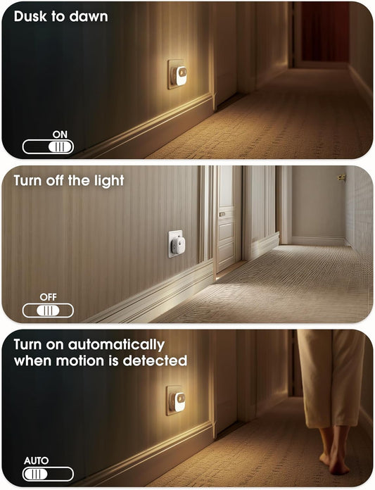 Plug-in Motion Sensor Night Light. 3000K Warm White
