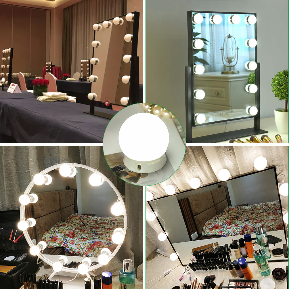 14W dimmable makeup mirror string lights. 5 levels of brightness adjustment