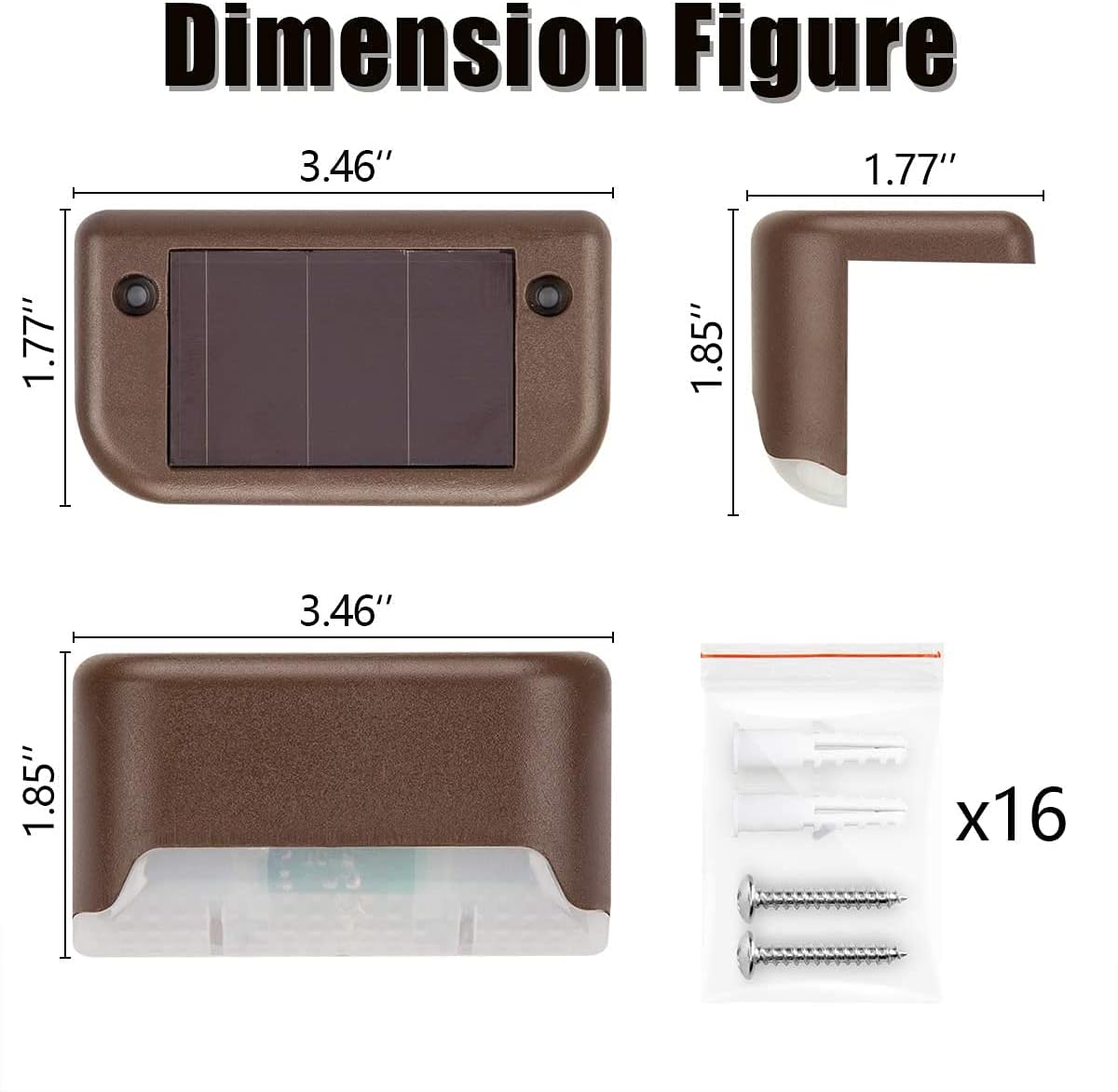Solar Deck Lights 12 Pack – Outdoor Waterproof LED Step Lights (Warm White. Brown)