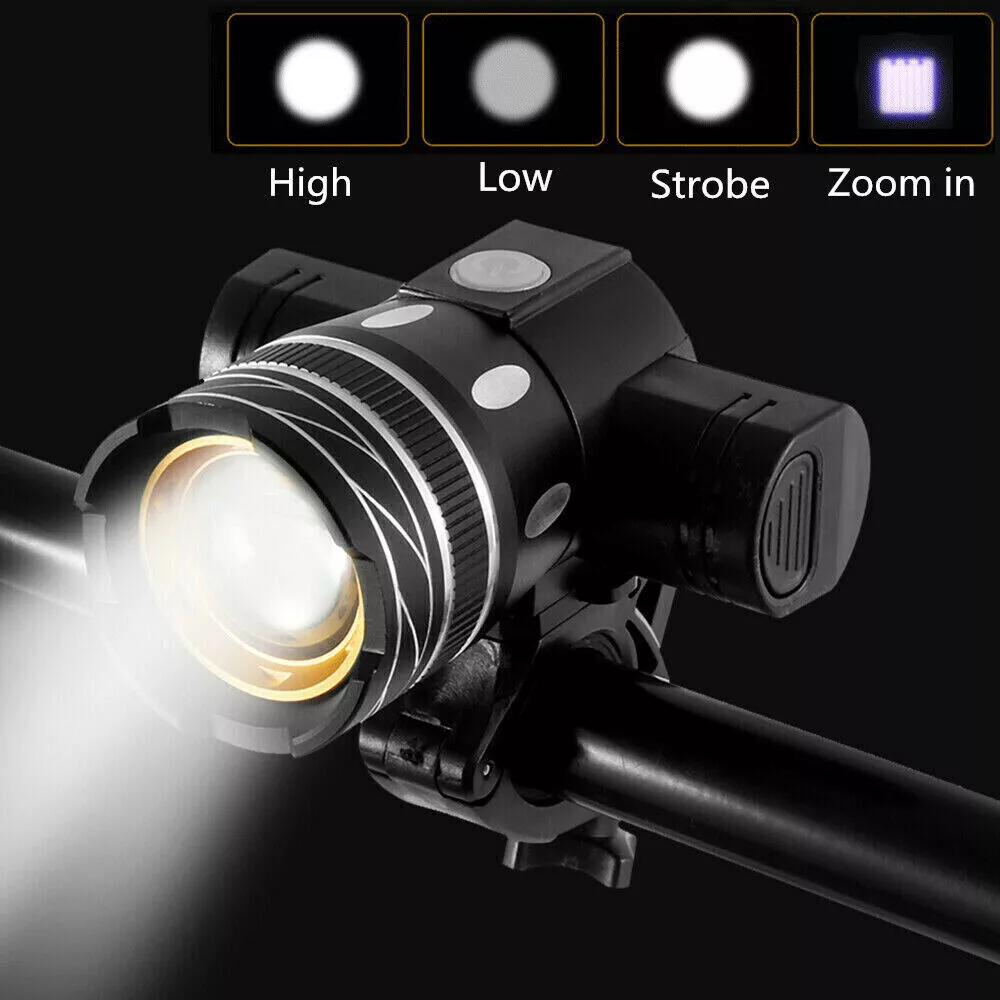 LED Mountain Bike Lights Rechargeable 50000LM Bicycle Torch Front &Rear Lamp Set