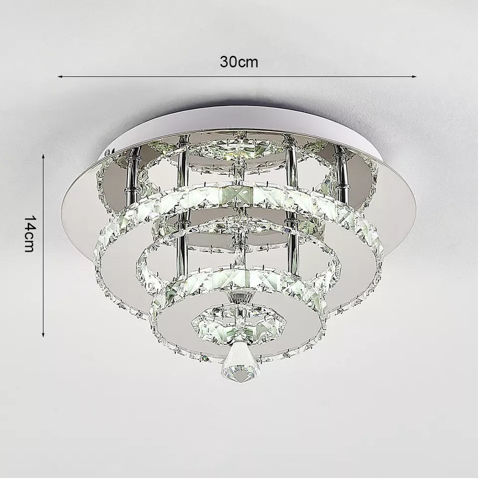 Modern Square Chrome Crystal LED Ceiling Light Lamp Fitting Pendant Chandelier