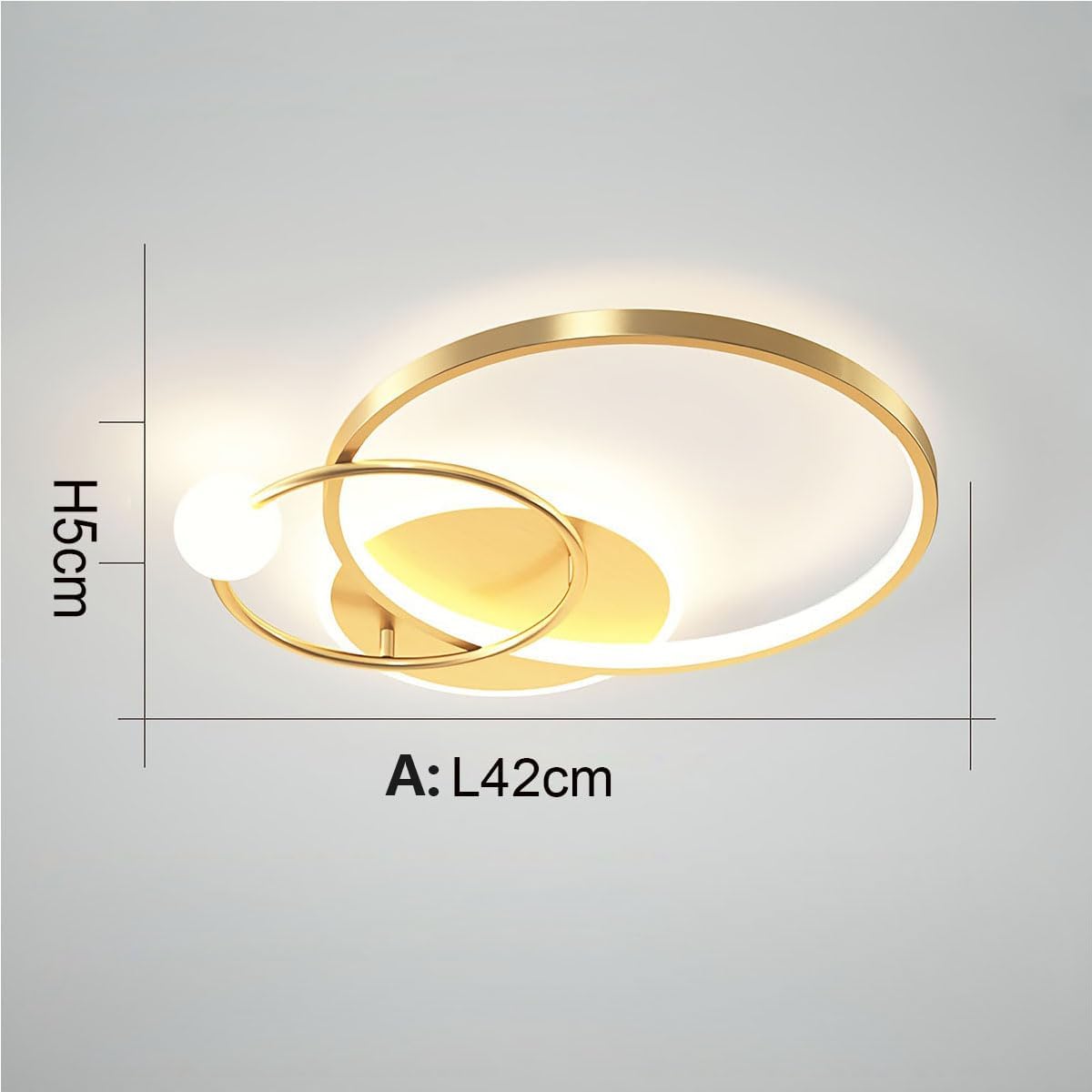 Modern LED Dimmable Ceiling Lamp with Remote Control. Gold Pendant Light 42cm for Bedroom. Kids Room. Dining Room. Kitchen. Office