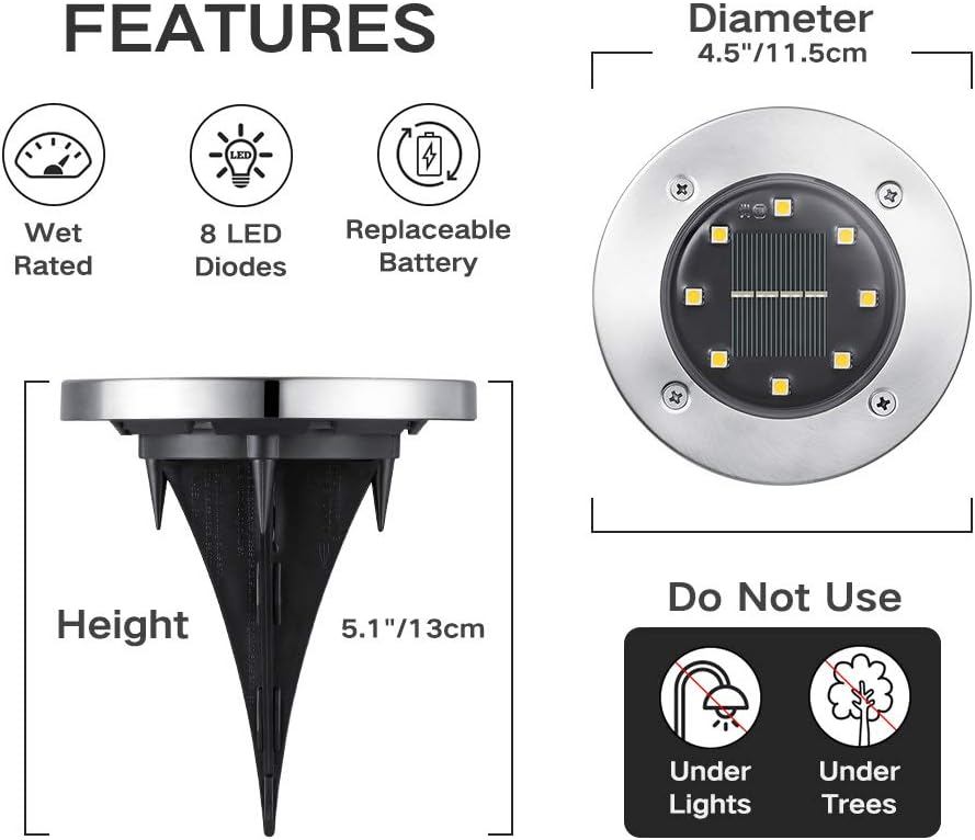 12-Pack Solar Deck Lights – Waterproof Outdoor LED Ground Lights for Walkways