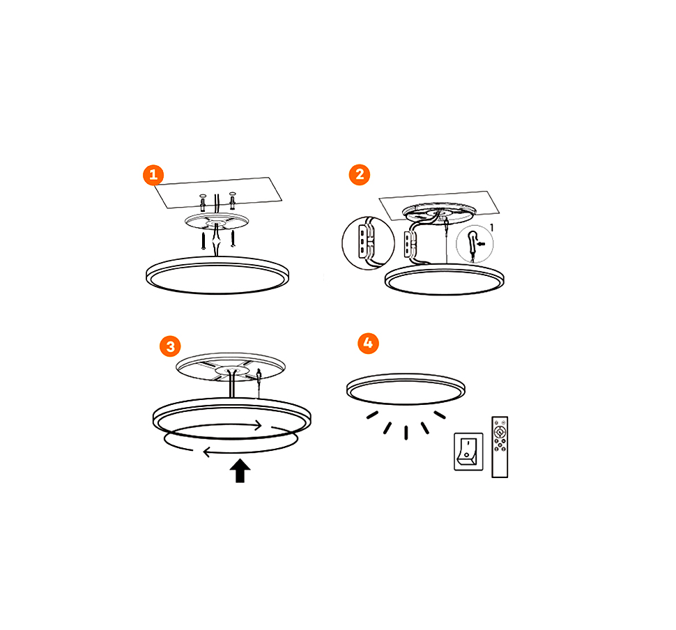 Dimmable LED Ceiling Light 24W with Remote – Adjustable Color Temperature (3000K-6500K) & Night Light Mode for Bedroom. Living Room. Kitchen