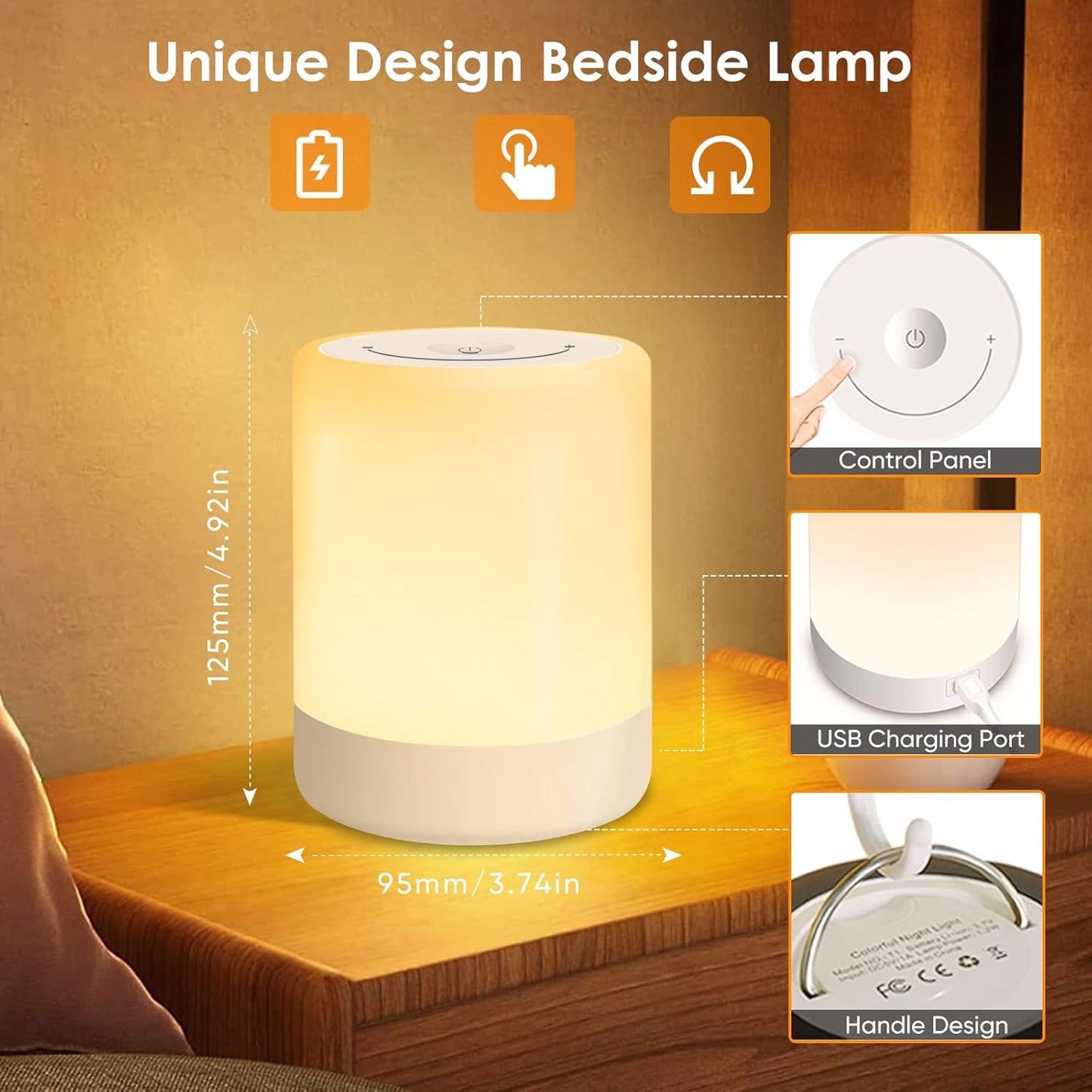 Rechargeable Touch RGB Night Light for Kids & Bedroom