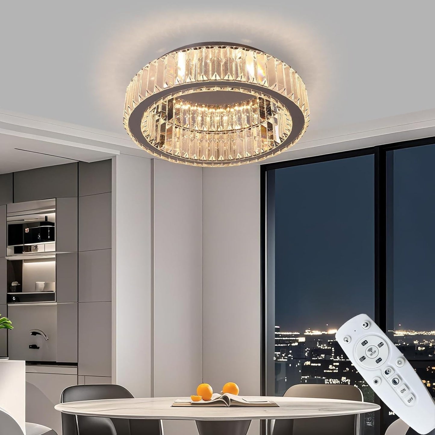 Crystal LED Ceiling Light Modern Flush Mount Chandelier Lamp