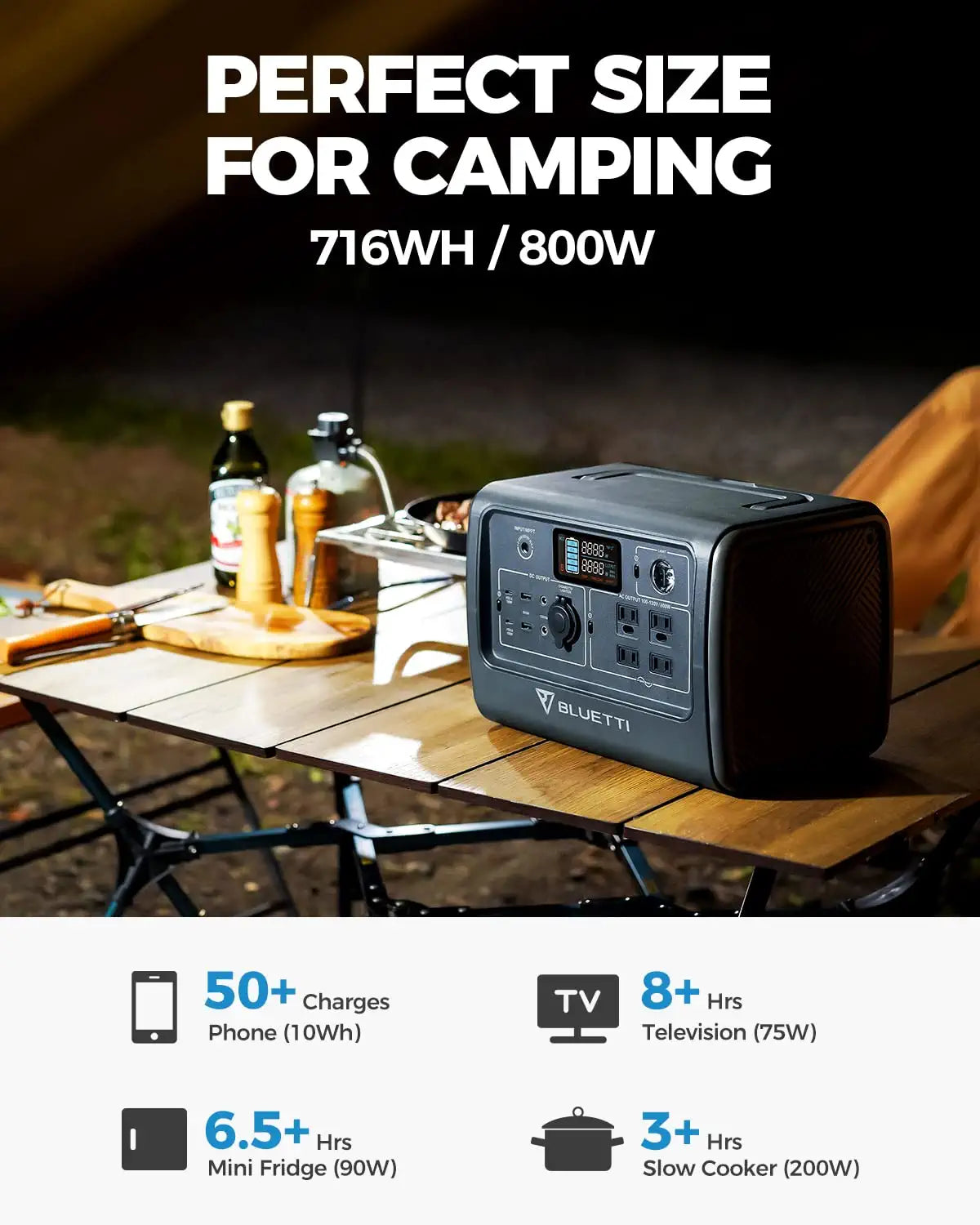 BLUETTI EB70S Portable Power Station - 716Wh LiFePO4 Battery Backup w/ 4 800W AC Outlets (1.400W Peak). 100W Type-C. Solar Generator for Road Trip. Off-grid. Power Outage | Best Solar