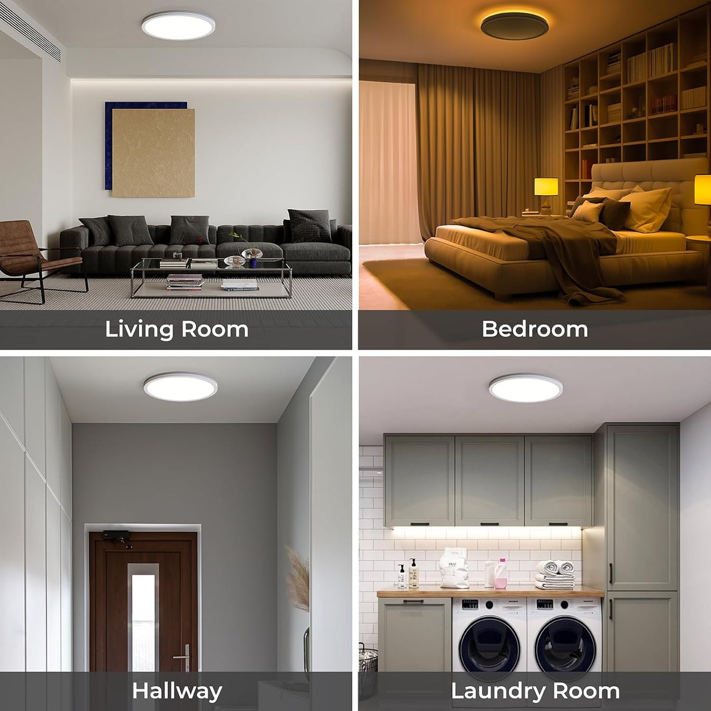 18W Dimmable LED Ceiling Light with Remote. Adjustable 22cm Round Lamp