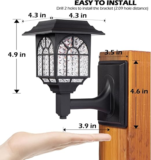 Solar Fence Lights. Outdoor LED Solar-Powered Wall Lights. Waterproof Garden Lights for Patio & Yard. Warm White (4 Pack)