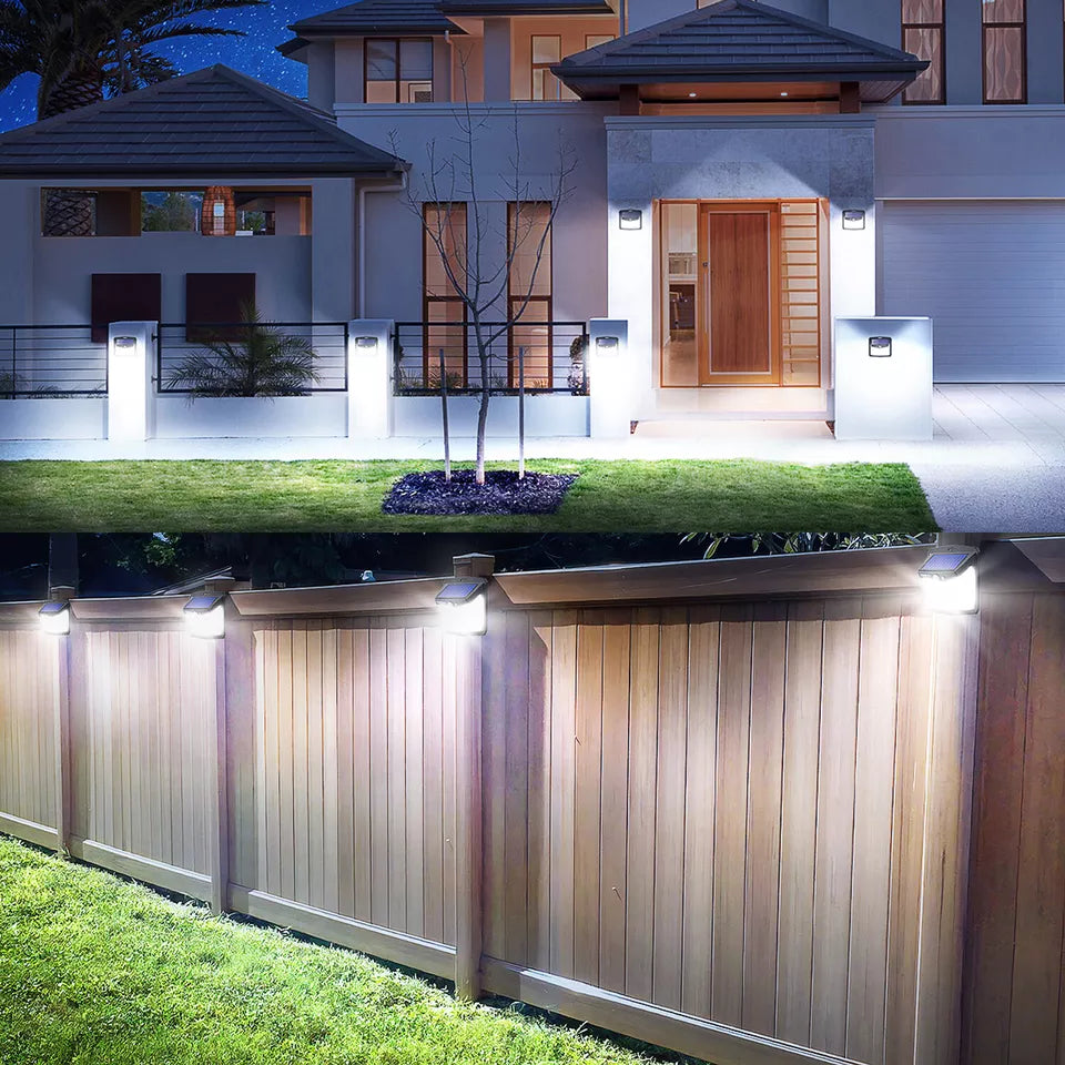 Solar Power PIR Motion Sensor Wall Light 128 LED Garden Outdoor Security Lamp UK
