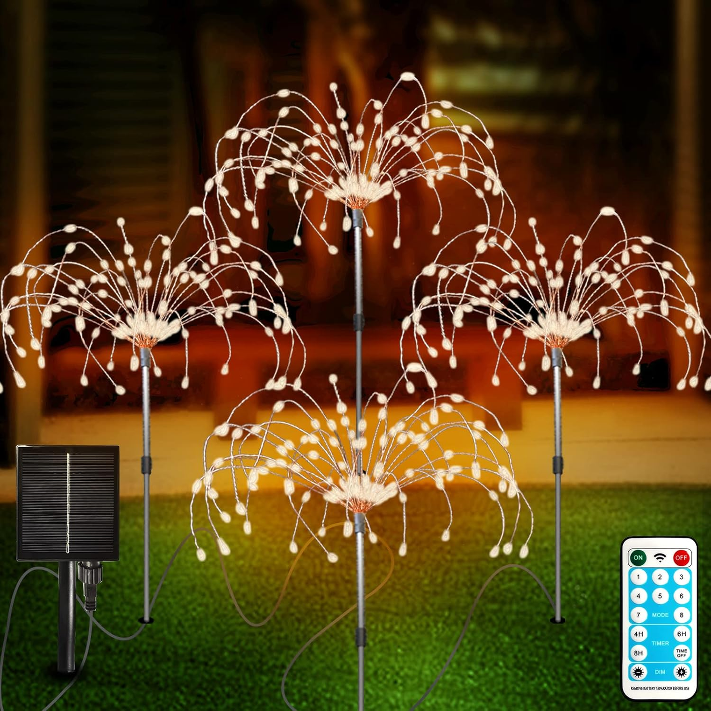 Solar Fireworks Lights Outdoor – 4 Pack. 420 LED. 8 Modes. Waterproof