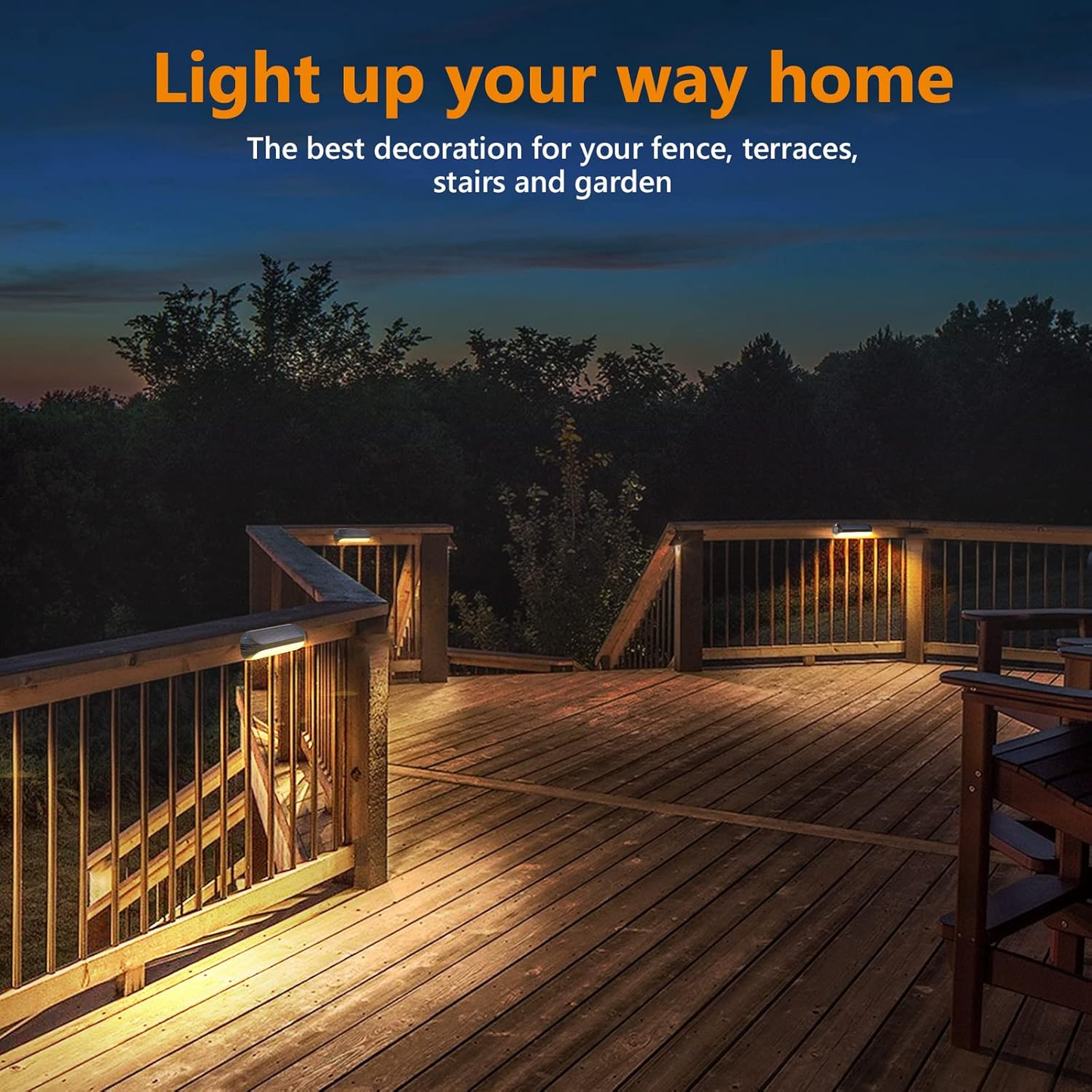 4 Pack Solar Fence Lights – Outdoor Waterproof LED Lights with Warm White & Color-Changing Modes for Deck. Yard & Pathway
