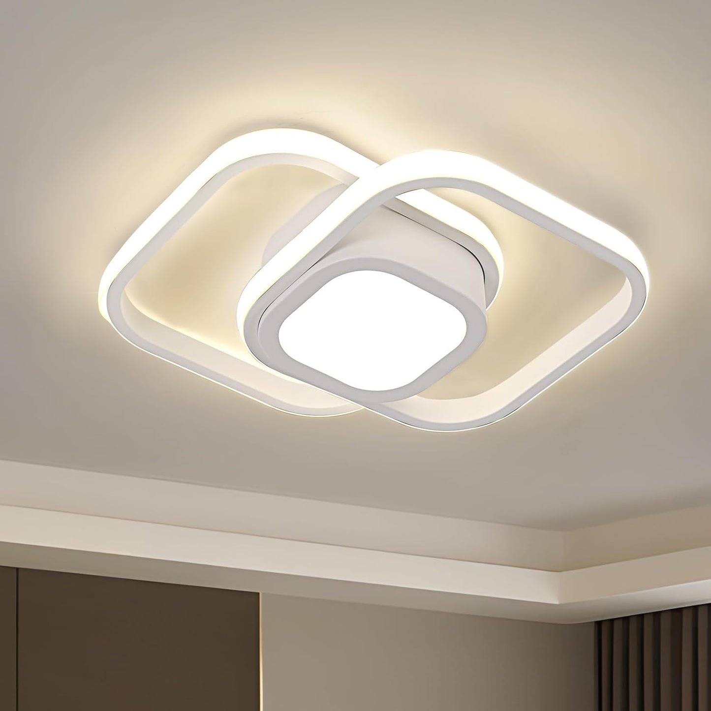 32W LED Ceiling Light. 4000K Neutral White. Modern Double Square Aluminum Ceiling Light