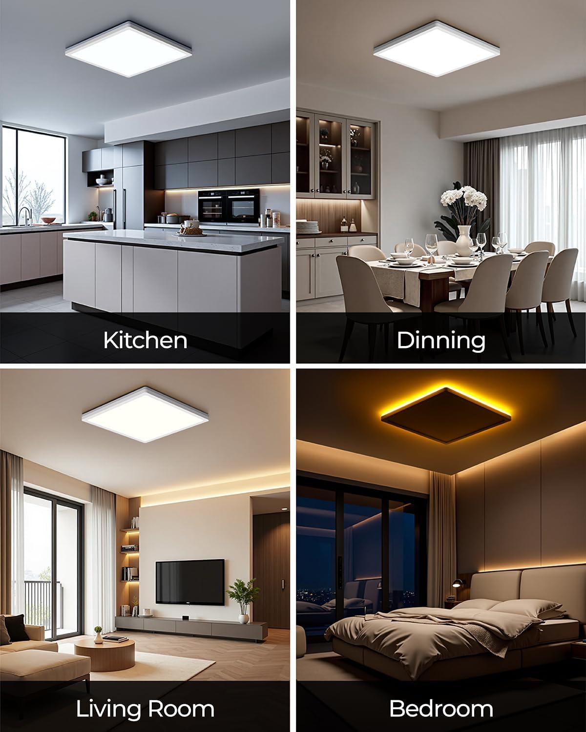Dimmable LED Ceiling Light 24W with Night Light & Remote