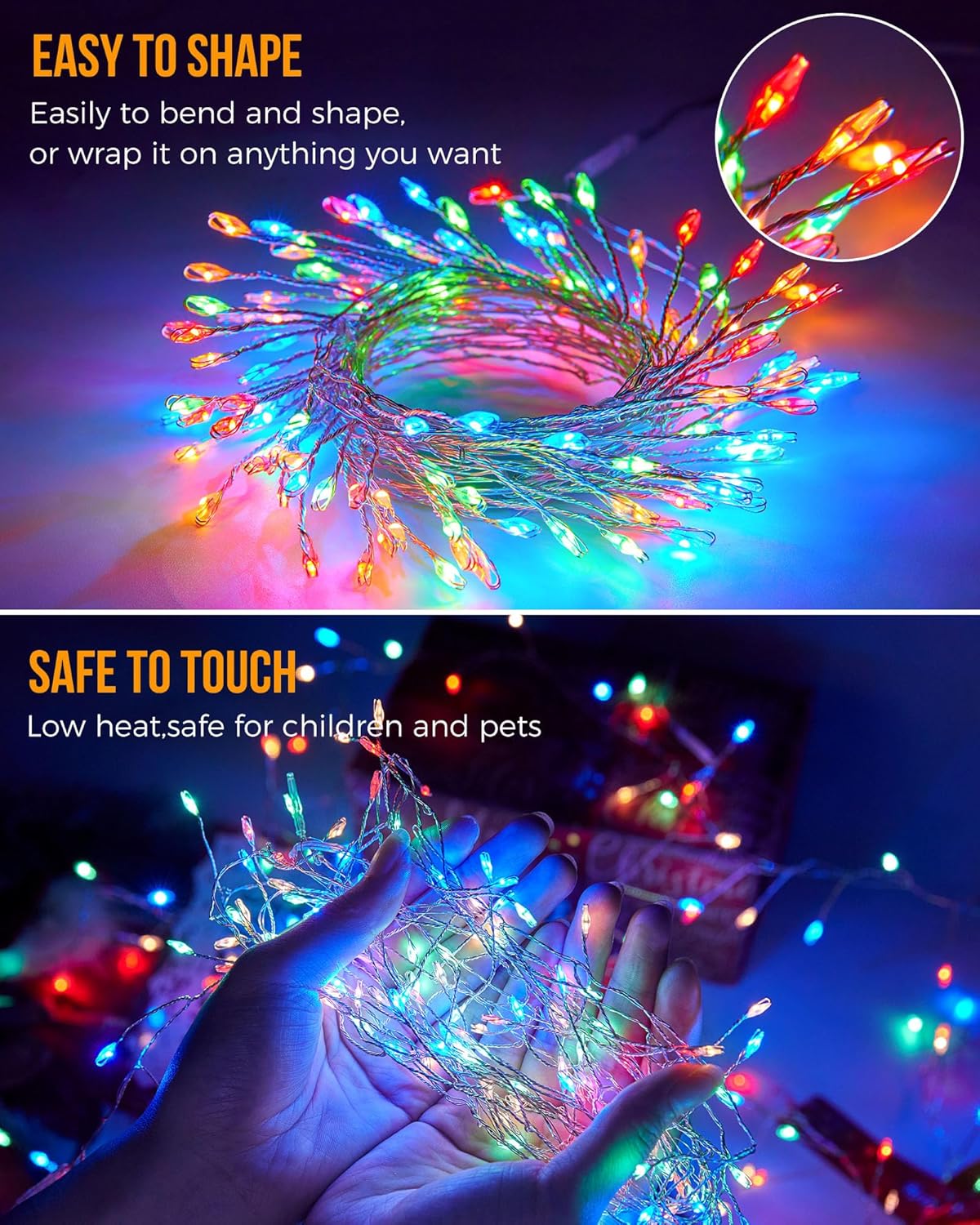 2 Pack Battery Fairy Lights. 5ft 60 LED Multicolor
