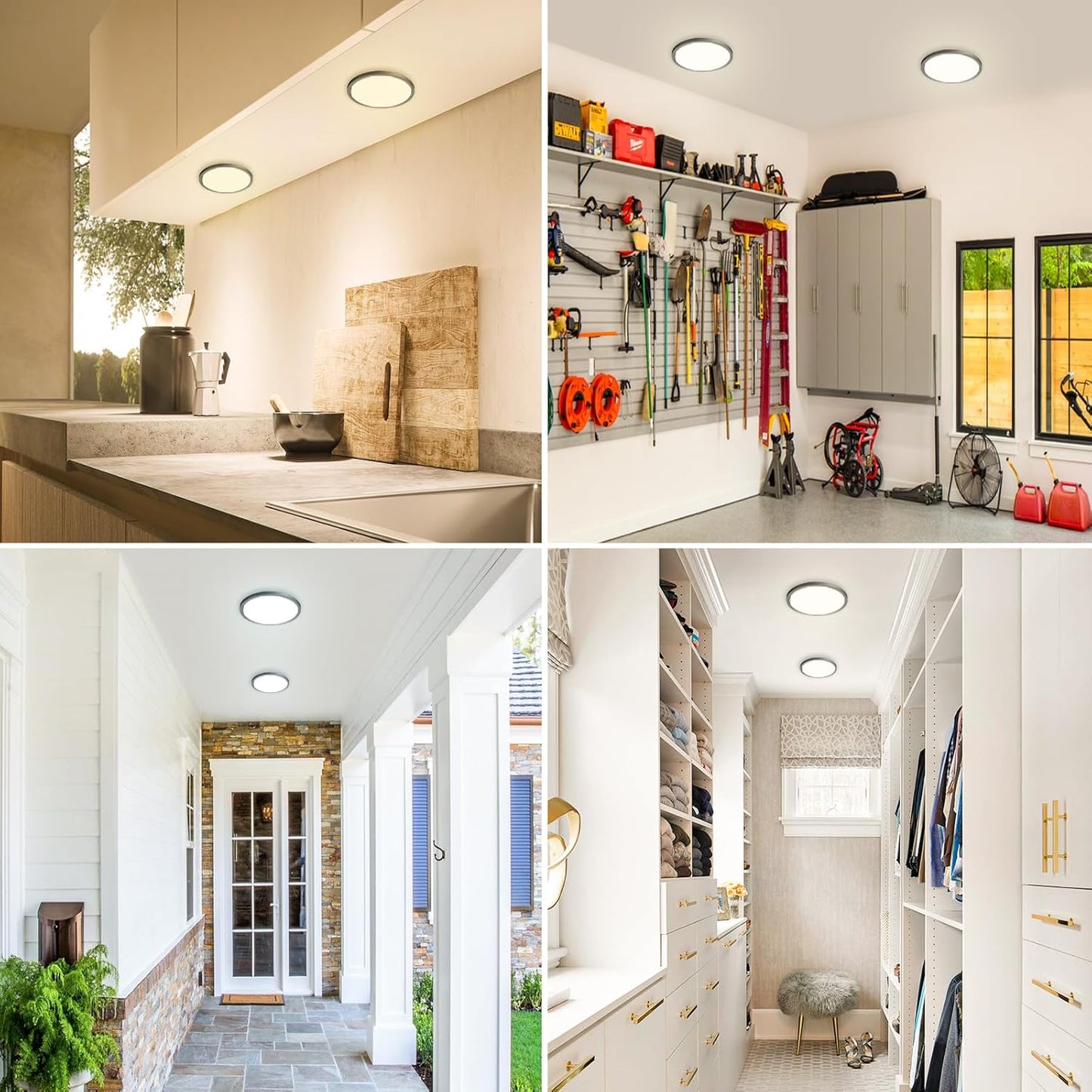 15W 1800LM LED Ceiling Light. Ultra Thin 18cm Round Black Flush Mount Lamp IP44 Waterproof. 3000K/4000K/6500K for Bathroom. Bedroom. Kitchen. Living Room. Toilet. Utility Room