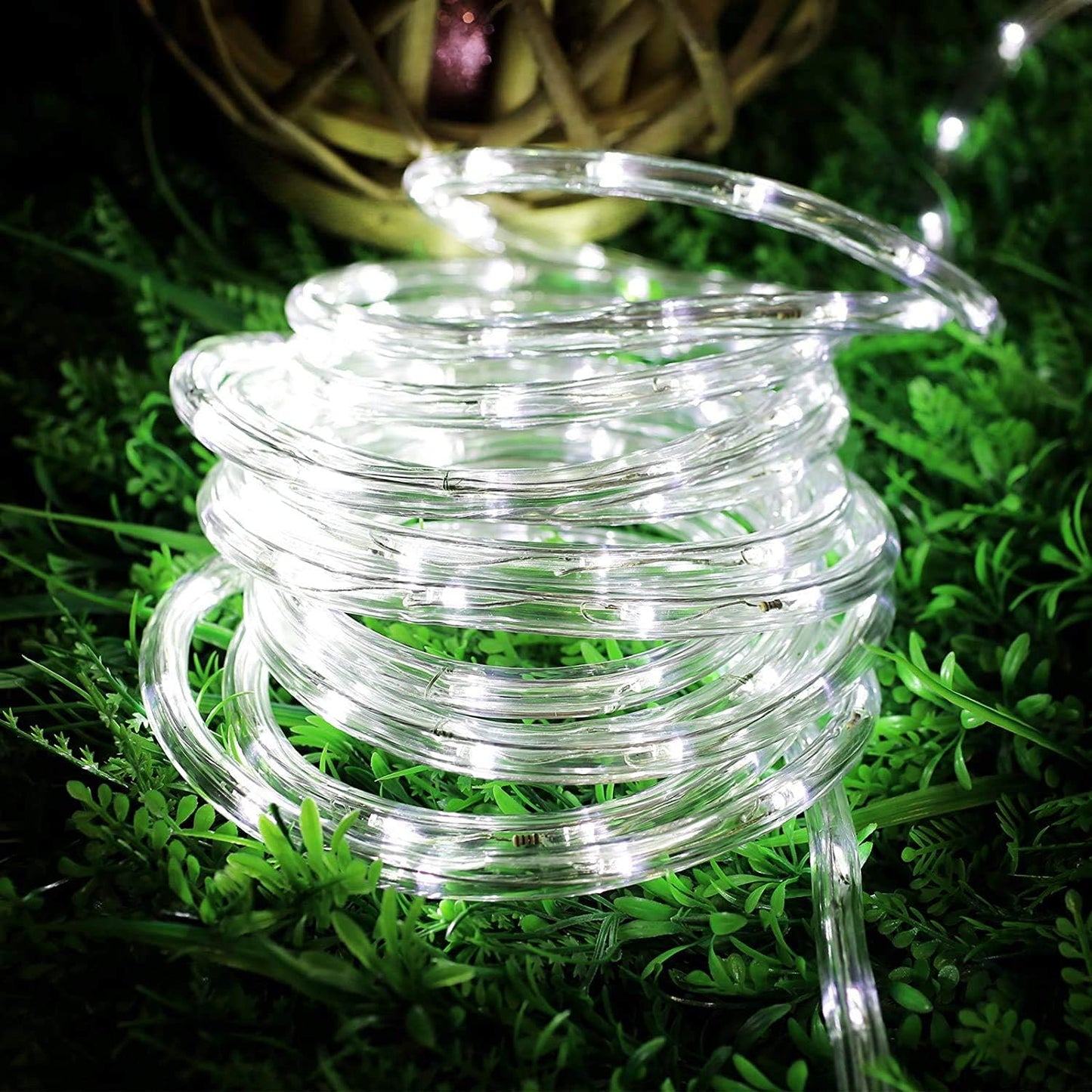 Outdoor Rope Lights – Mains Powered. Connectable. 10m/33ft. 240 LED Cool White. Waterproof. 10mm Thick Rope Lighting for Garden. Patio. Pathways. and Christmas Décor