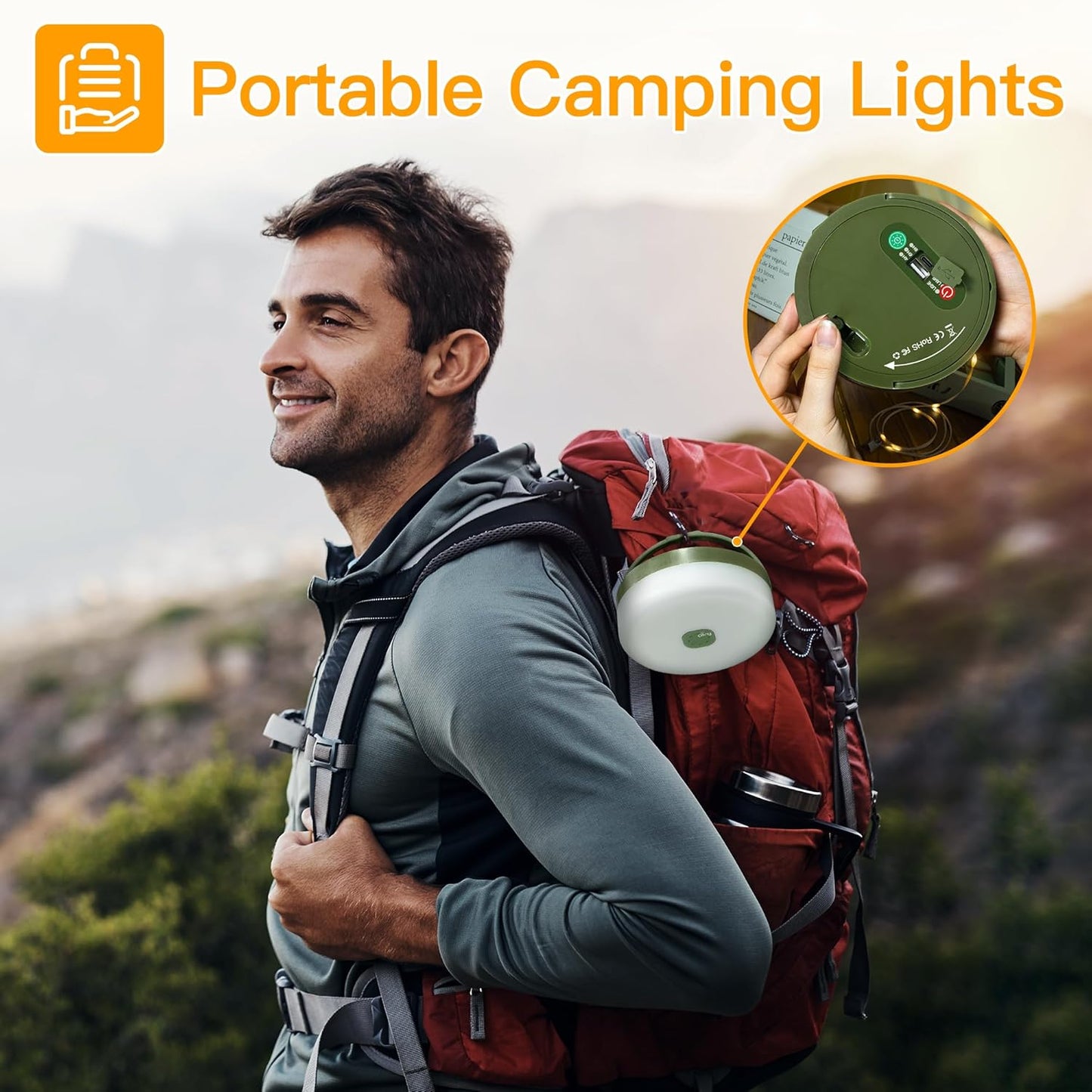 Rechargeable Camping String Lights – 100LED. 10M. 8 Modes