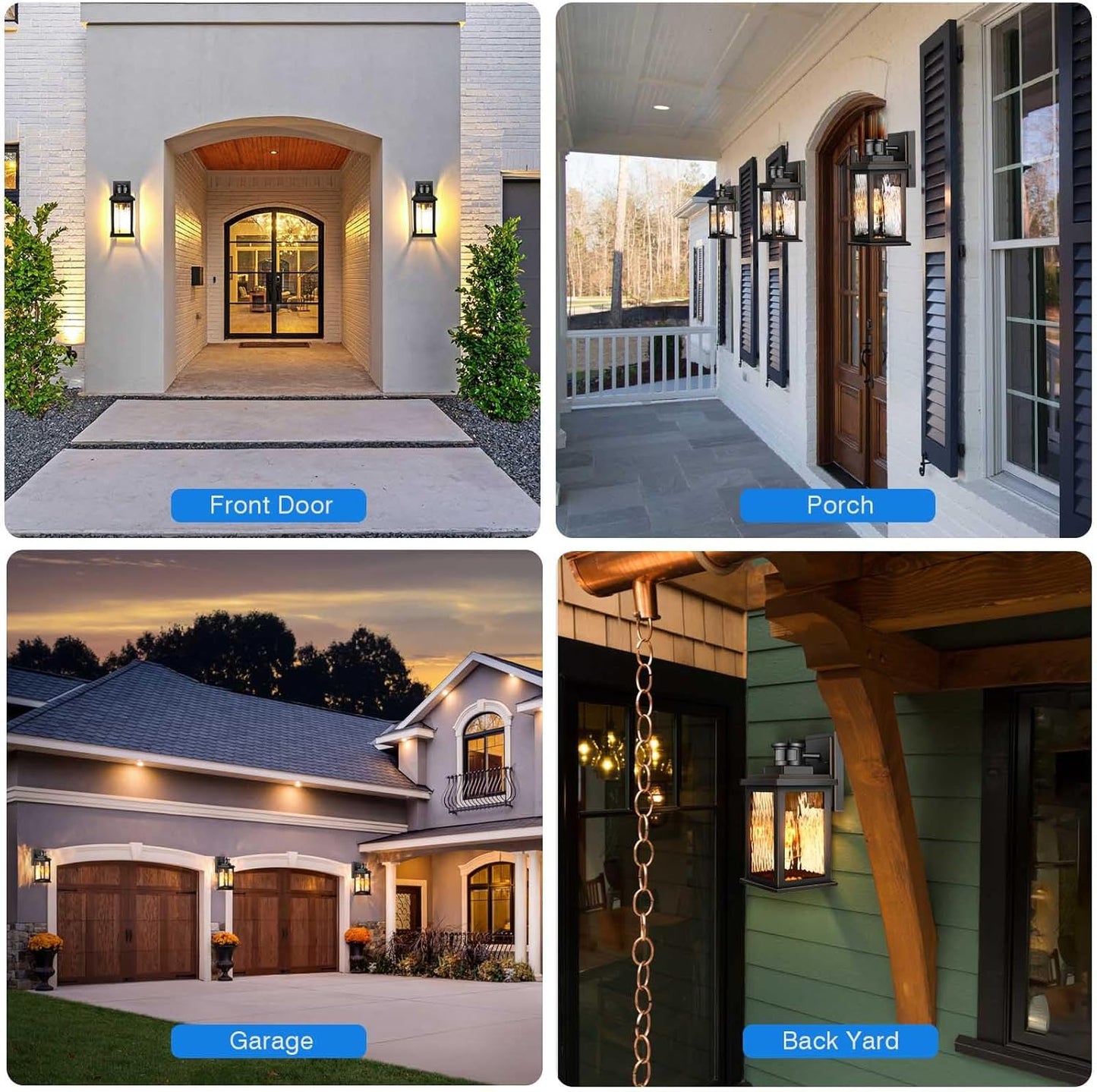 Porch Light Outdoor with Motion Sensor. Dusk-to-Dawn Black
