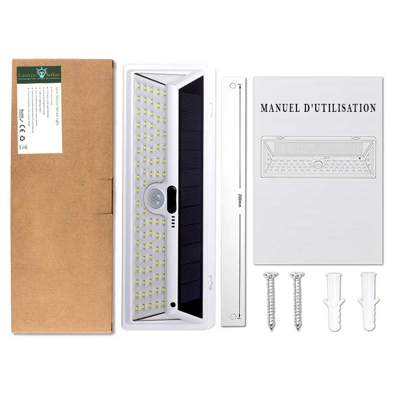 Applique murale solaire 66 LED Blanche