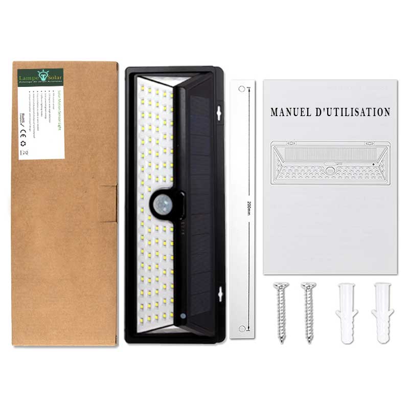 Applique murale solaire Applique 54 LED Noire
