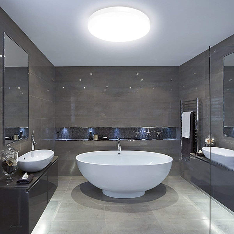 24W LED Bathroom Ceiling Light - IP65 Waterproof Flush Mount. 6000K Cool White