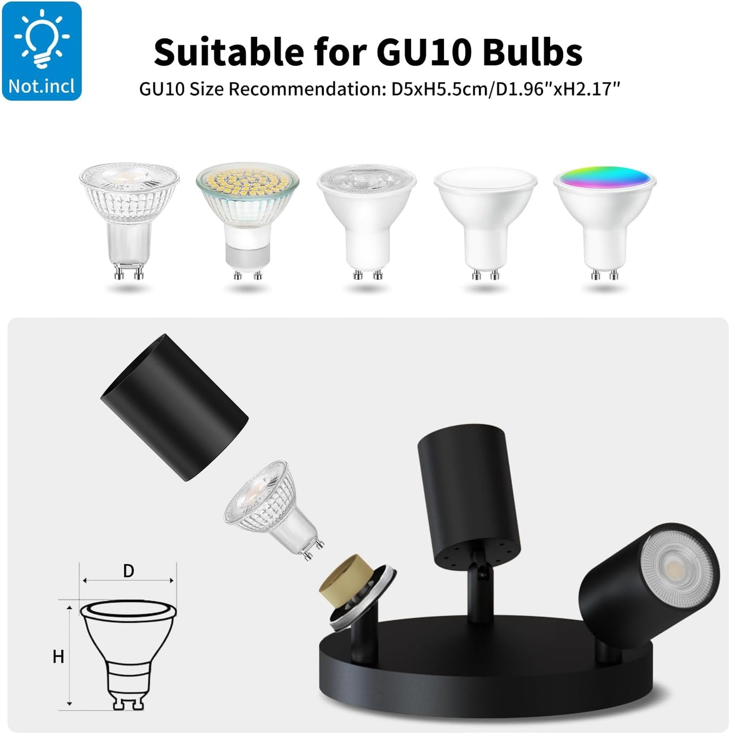 Black GU10 Circular Ceiling Light – 3 Way Adjustable Spotlight Fitting for Kitchen. Bedroom. Lounge. Dining Room (Bulb Not Included)