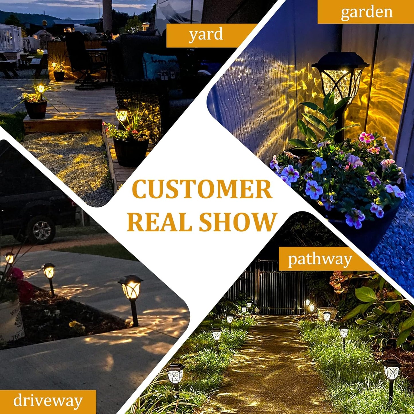 Solar Lights Outdoor Garden. 6 Pack LED Garden Solar Lights Waterproof. Solar Powered Pathway Lights for Yard. Patio. Landscape. Walkway. Path (Warm White)
