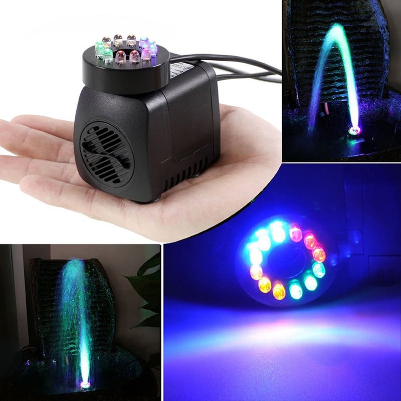 15W Compact Submersible Pumps with LED Lights