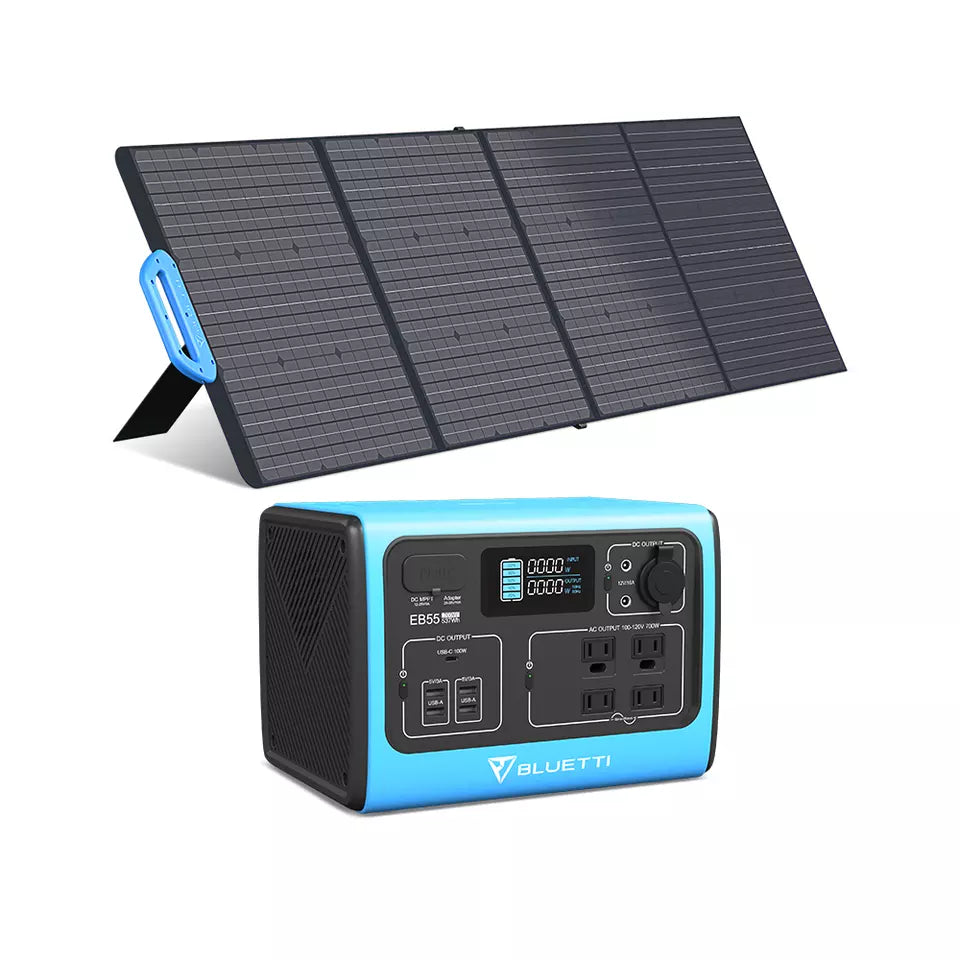 BLUETTI EB55 Portable Power Station - 537Wh LiFePO4 Battery Backup w/ 4 700W AC Outlets (1400W Peak). 100W Type-C. Solar Generator for Outdoor Camping. Off-grid. Blackout | Best Solar