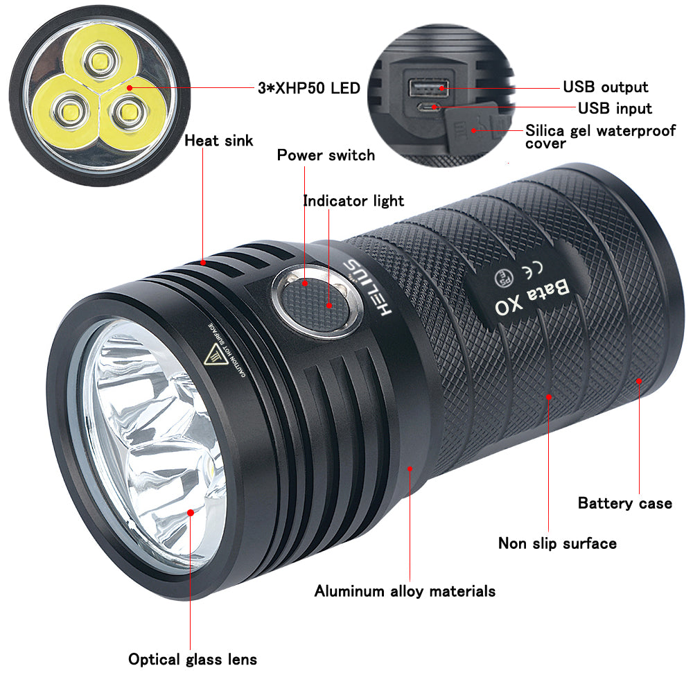 10000 Lumens High Power Flashlight BETA XO