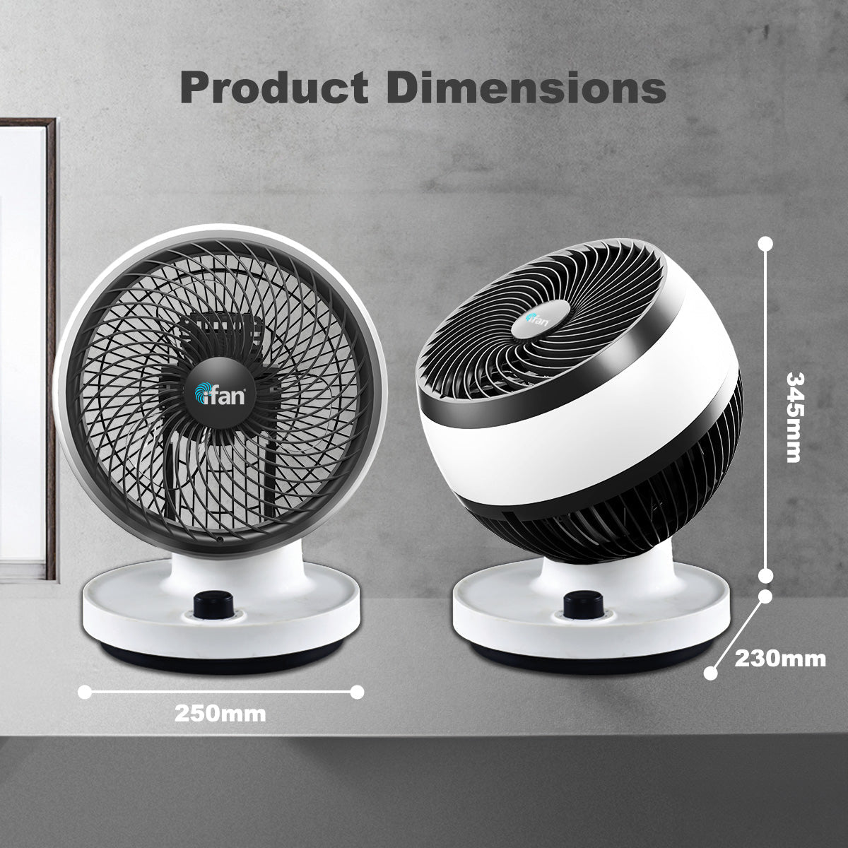 iFan 7 Air Circulator Fan - Turbo. Powerful Airflow. Desk Fan. Adjustable Tilt. Oscillation. Portable. 3-Speed. black & white. IF7530
